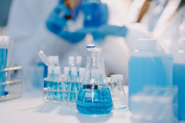 Microbiological research with a test tube and micropipette in close -up