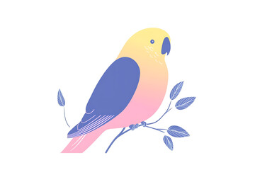 Obraz premium Bright and colorful flat vector illustration of a parrot with vibrant feathers perched on a branch