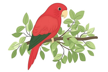 Colorful flat vector illustration of a vibrant parrot, perfect for tropical themes and exotic designs