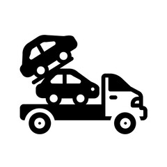 Vector solid black icon for Car carrier