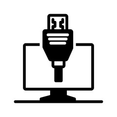 Vector solid black icon for Cable tv 