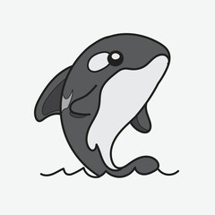 PrintCute Cartoon Orca coming out of the water