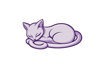 A charming flat vector illustration of a cute cat lying down