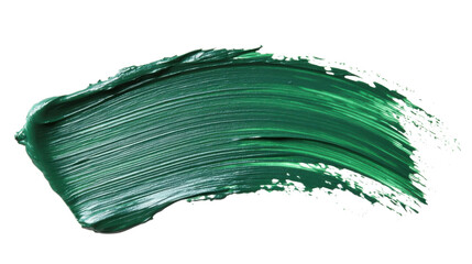Green paint brush stroke on transparent background