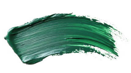 Green paint brush stroke on transparent background