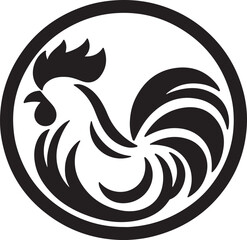 Obraz premium rooster logo clip art silhouette, icon design vector art illustration