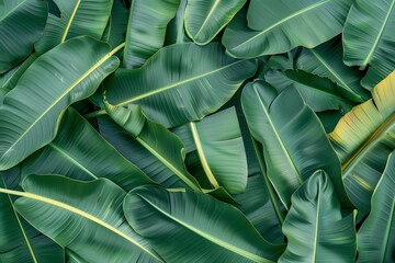Lush green banana leaves for tropical vibes.