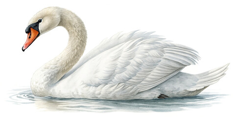 Fototapeta premium A Beautiful White Swan on a Clean White Background for Artistic Presentation