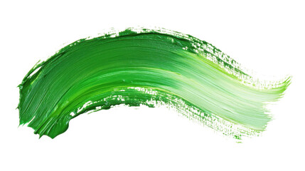 Green paint brush stroke on transparent background