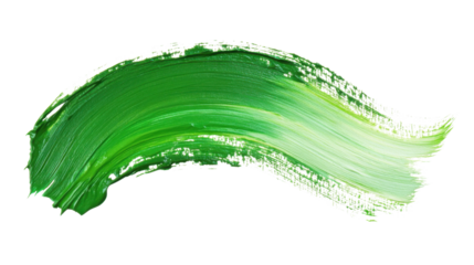Green paint brush stroke on transparent background