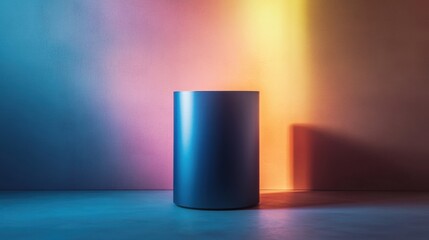 colorful background with cylindrical display stand