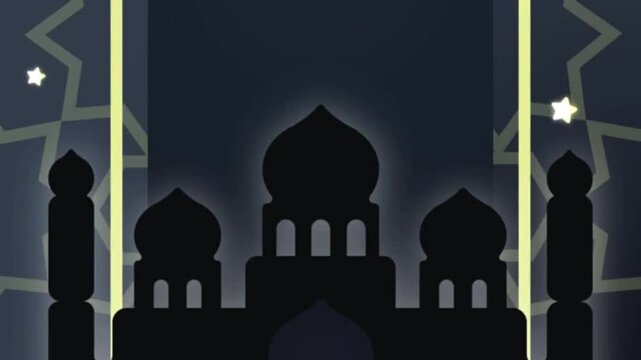 Video vector design religion for islamic mosque in night