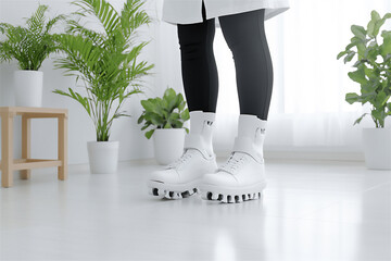  a doctor fitting a patient with a prosthetic limb