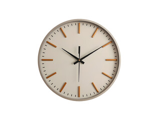 A minimal white clock isolated on transparent background 