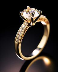 Closeup of gold diamond ring