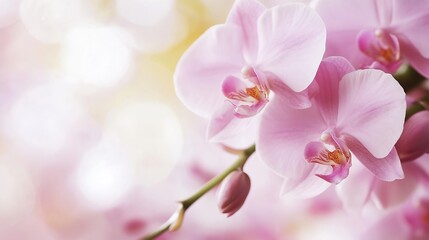 Obraz premium Elegant Pink Orchid Macro Shot with Soft Pastel Background Perfect for Floral Decor and Serenity Vibes : Generative AI