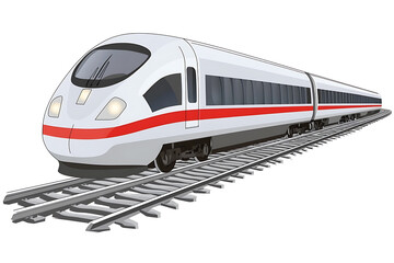 A sleek and modern flat vector illustration of a high-speed train in motion