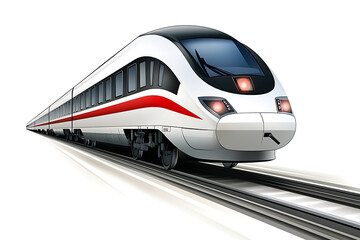Fototapeta premium A flat vector illustration of a high-speed train in motion, showcasing modern transportation technology