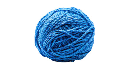 Blue yarn ball isolated on transparent background for knitting and crochet