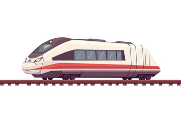 A flat vector illustration of a high-speed train in motion, showcasing modern transportation technology