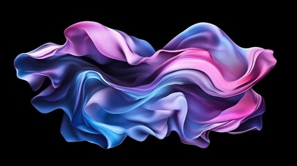 Abstract flowing forms of pink and blue gradients against a solid black background