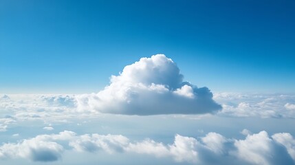 Majestic fluffy white cloud against a clear blue sky in peaceful atmospheric scene : Generative AI