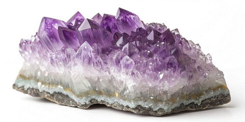 Fototapeta premium A Macro View of Amethyst Crystal Druse Isolated on a White Background