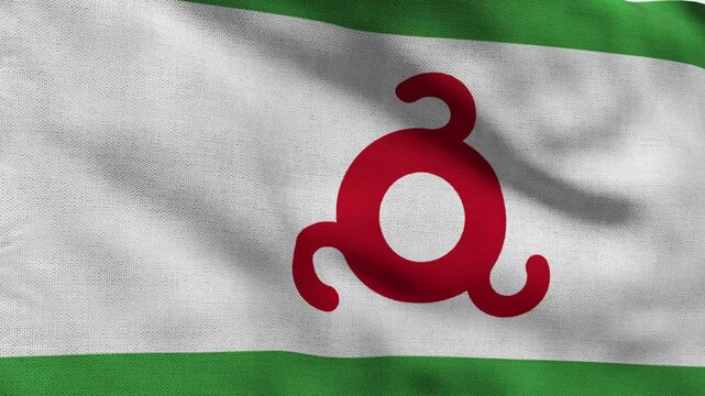 High detailed flag of Ingushetia. National Ingushetia flag. 3D Render.