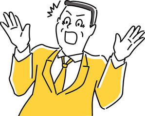 オーバーに驚く男性会社員