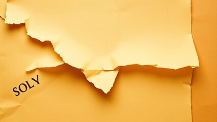 Torn Yellow Paper with "SOLY" Text - Abstract Background Texture