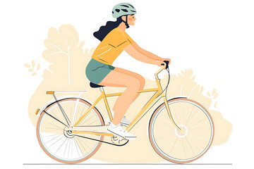 Obraz premium A flat vector illustration of a person riding a bicycle in a vibrant and colorful style, perfect for lifestyle and transportation concepts