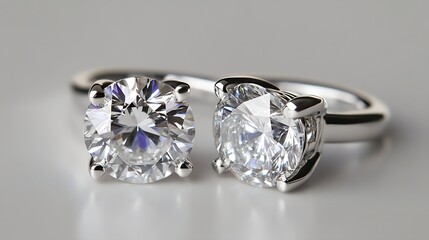 Exquisite Closeup of Silver Diamond Rings for Elegant Jewelry Marketing : Generative AI