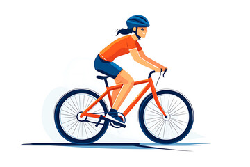 Fototapeta premium Modern flat vector illustration of a person riding a bicycle