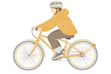 Obraz premium A flat vector illustration of a person riding a bicycle in a modern urban setting