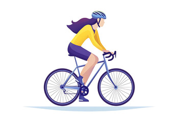 Obraz premium Modern flat vector illustration of a person riding a bicycle