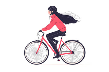 Obraz premium A flat vector illustration of a person riding a bicycle in a minimalist style