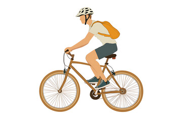 Obraz premium A flat vector illustration of a person riding a bicycle in a modern urban setting