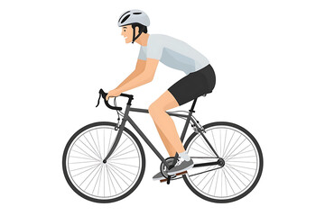 Obraz premium A flat vector illustration of a person riding a bicycle in a vibrant and dynamic style