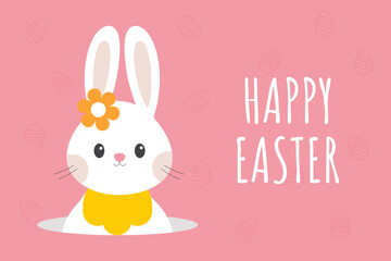 Happy Easter. Easter card, banner. Rabbit. Modern minimalist design.