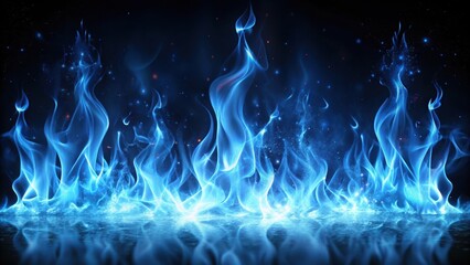 Dazzling blue flames dancing atop a dark, mysterious background, creating an otherworldly ambiance that seems almost ethereal , mystical fire, cosmic flames