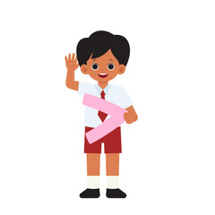 Indonesian Student with Math Symbol Is Greater Than