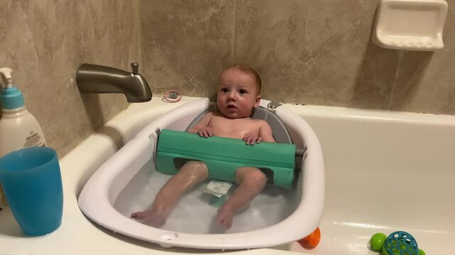 Cute Baby Boy Taking a Bath