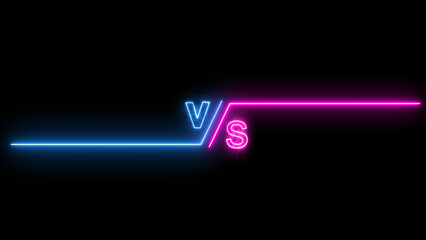 Neon glowing VS versus bars icon. Versus bars neon side line with rectangle frame. The concept of battle, competition, duel, or comparison. Neon banner Announcement of two fighters.	