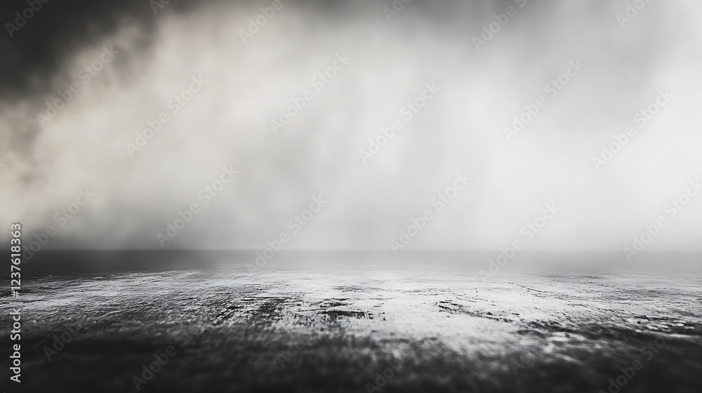 Poster Moody Atmospheric Empty Landscape with Fog and Overcast Skies : Generative AI
