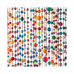Colorful Glass Beaded Curtains Hanging from Ceiling Isolated on Transparent Background
