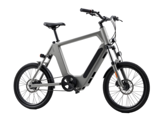 A black silver racing bicycle on transparent background 