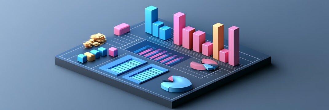 Realistic depiction of statistical data sets with bar graphs and scatter plots