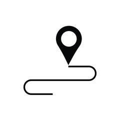 we moved minimal icon with pin. concept of interest land mark like ecommerce delivery or transfer. flat stroke trendy locator logotype graphic art simple