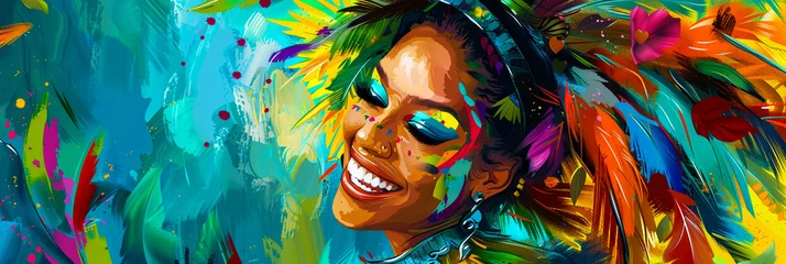 Stickers Carnaval Close-up of colorful dancers at Carnival in Rio.  © Doraway