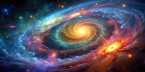 Cosmic entity composed of swirling galaxies and stars in a vibrant display of celestial beauty, nebulae, universe,  nebulae